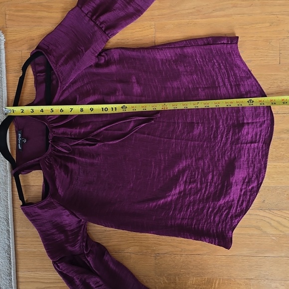 SAM AND JESS BRAND WOMEN'S JUNIOR BURGUNDY COLD SHOULDER TOP SIZE SMALL - Picture 14 of 16